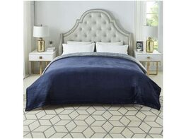 Zakary Flannel Reversible Heathered Sherpa Throw Blanket 108" x 90" / Navy