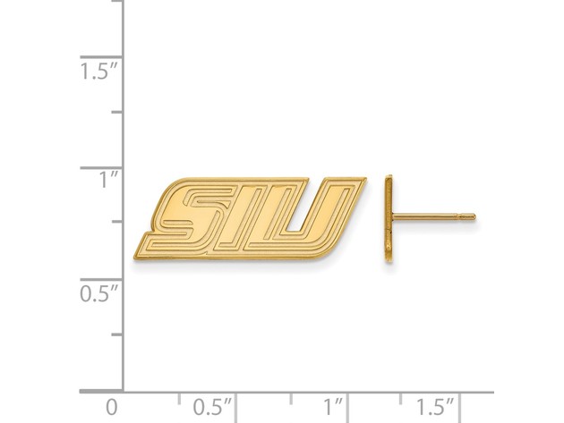 NCAA 14k Gold Plated Silver Southern Illinois University Post Earrings