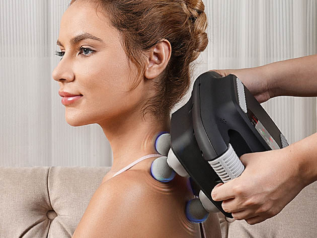 Deep Tissue 4-Head Percussion Massager with 12 Intensities & 4 Modes for Full Body Muscle Pain Relief