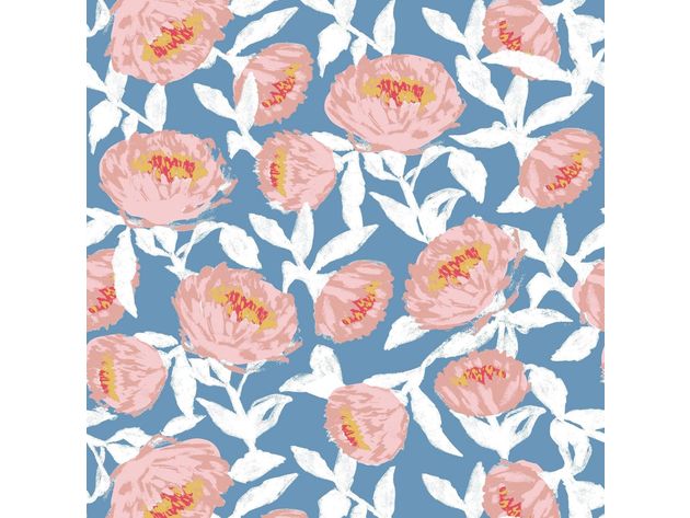 Opalhouse Floral Bloom Amidst Peel and Stick Smooth Out Design Wallpaper, Covers 27.5 Square Feet, Blue/White