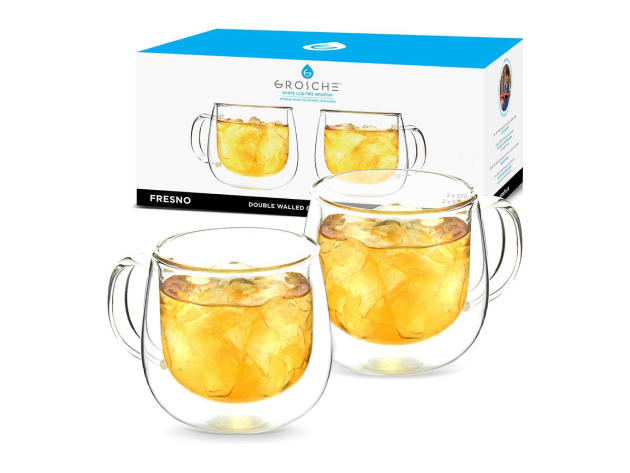 Joliette 1250ml Glass Teapot with Fresno Glass Double Wall Cups
