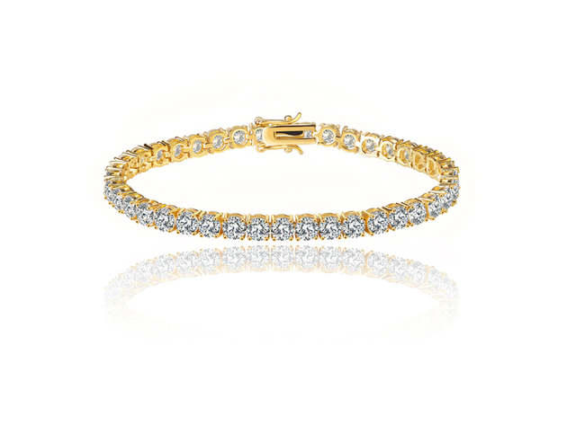 Gold Tennis Bracelet for Women with 1/8 CT White Diamond Cubic Zirconia