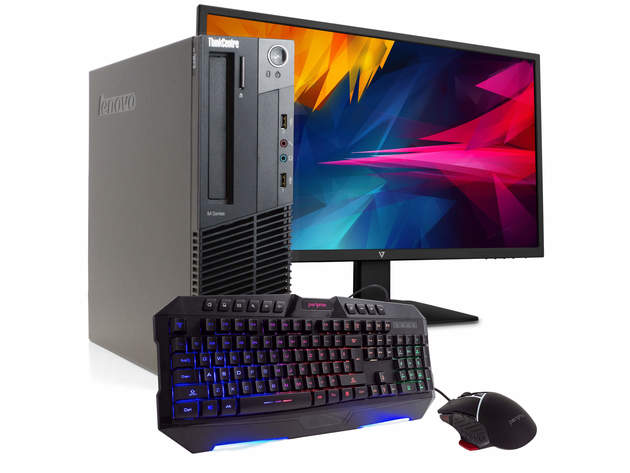 Lenovo ThinkCentre M92P PC Desktop Computer, Intel i5-3470 3.2GHz, 8GB RAM, 500GB HDD, Windows 10 Pro, New 23.6" FHD V7 LED Monitor, New Periphio Keyboard & Mouse, New 16GB Flash Drive, WiFi (Renewed)