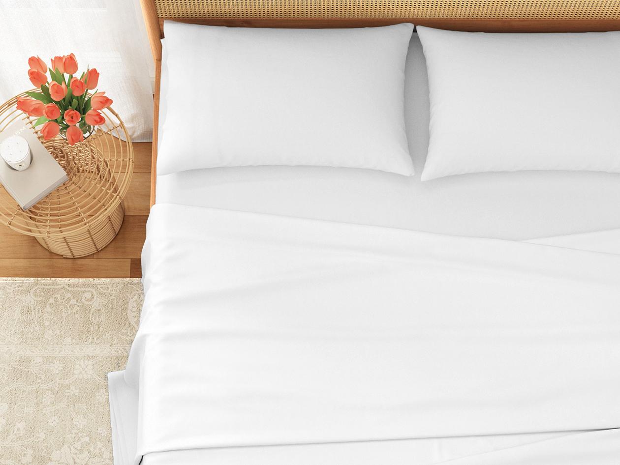 4-Piece Pre-Washed Microfiber Sheet Set (White/Twin)