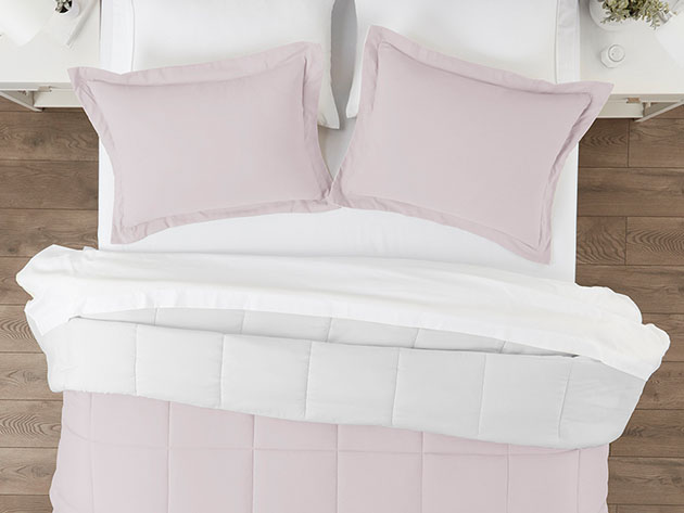 Down Alternative Reversible Comforter Set (Blush & White | Twin / Twin XL)