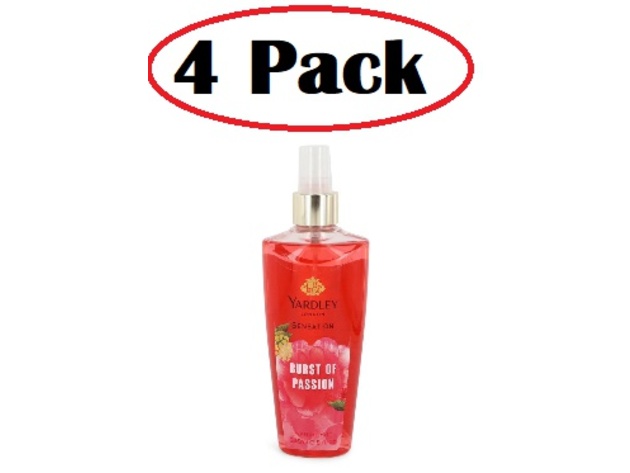 4 Pack of Yardley Burst Of Passion by Yardley London Perfume Mist 8 oz