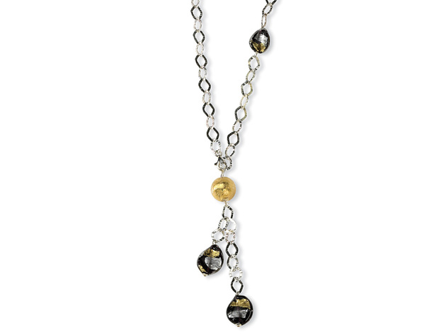 Multi Murano Glass Bead Necklace in Sterling Silver