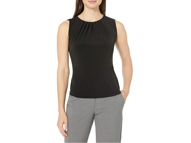 Calvin Klein Women's Pleated-Neck Tank Black Size Extra Large
