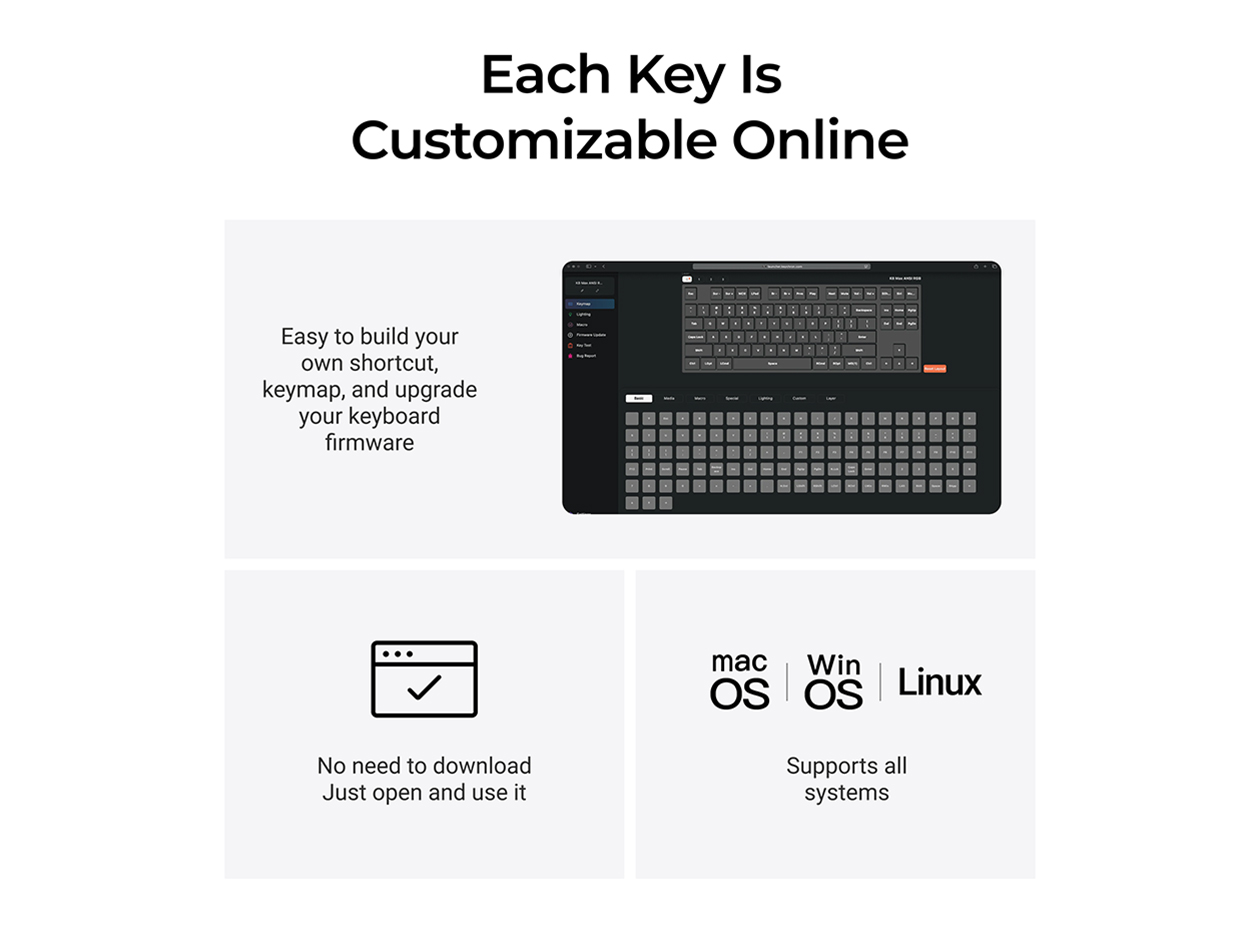 K8 Max Wireless Mechanical Keyboard (RGB Backlight/Brown Switches - Hot Swappable)