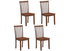 Costway 4 PCS Dining Chair Kitchen Spindle Back Side Chair with Solid Wooden Leg - Walnut