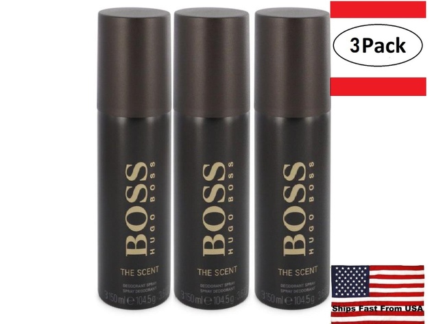 3 Pack Boss The Scent by Hugo Boss Deodorant Spray 3.6 oz for Men