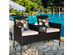 Costway Patio Rattan Chat Set Loveseat Sofa Table Chairs Conversation Cushioned Beige cover