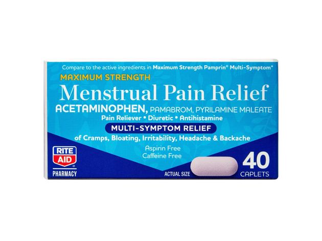 Rite Aid Maximum Strength Menstrual Pain Relief Caplets, Aspirin and Caffeine Free, 40 Count