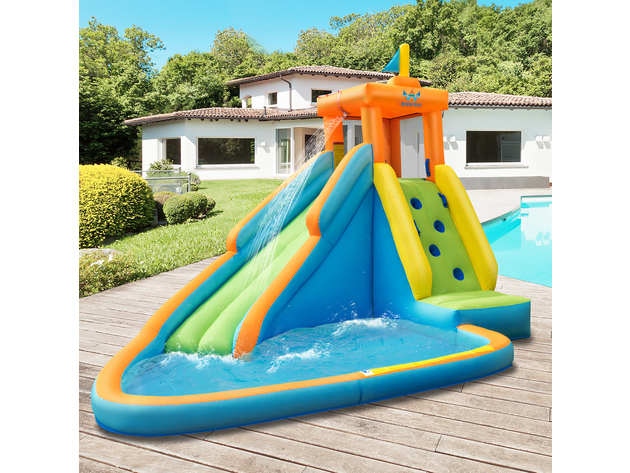 Costway Kids Bounce House Castle Splash Water Pool W/ 740W Blower 