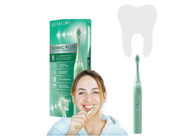 LomiCare Sonic Plus Electric Toothbrush (Mint Green)