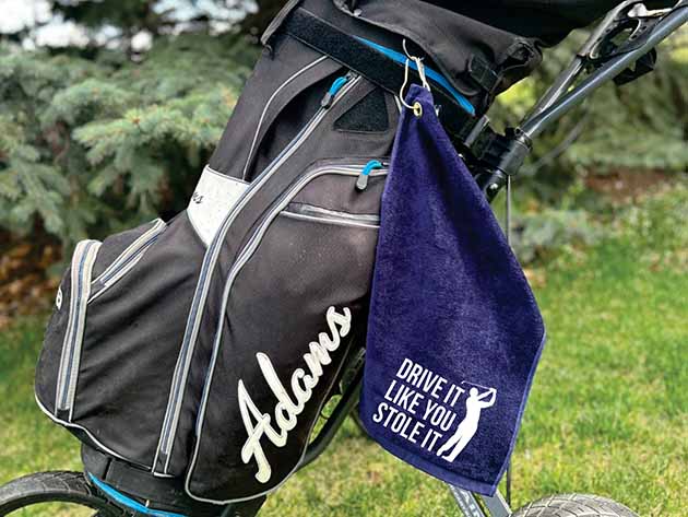 Hilarious Golf Towels (Set of 5, Drive It Like You Stole It/Navy Blue)
