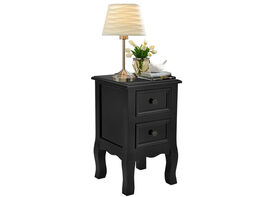 Costway Black Night Stand w/ 2 Storage Drawers, Wood End Accent Table - Black