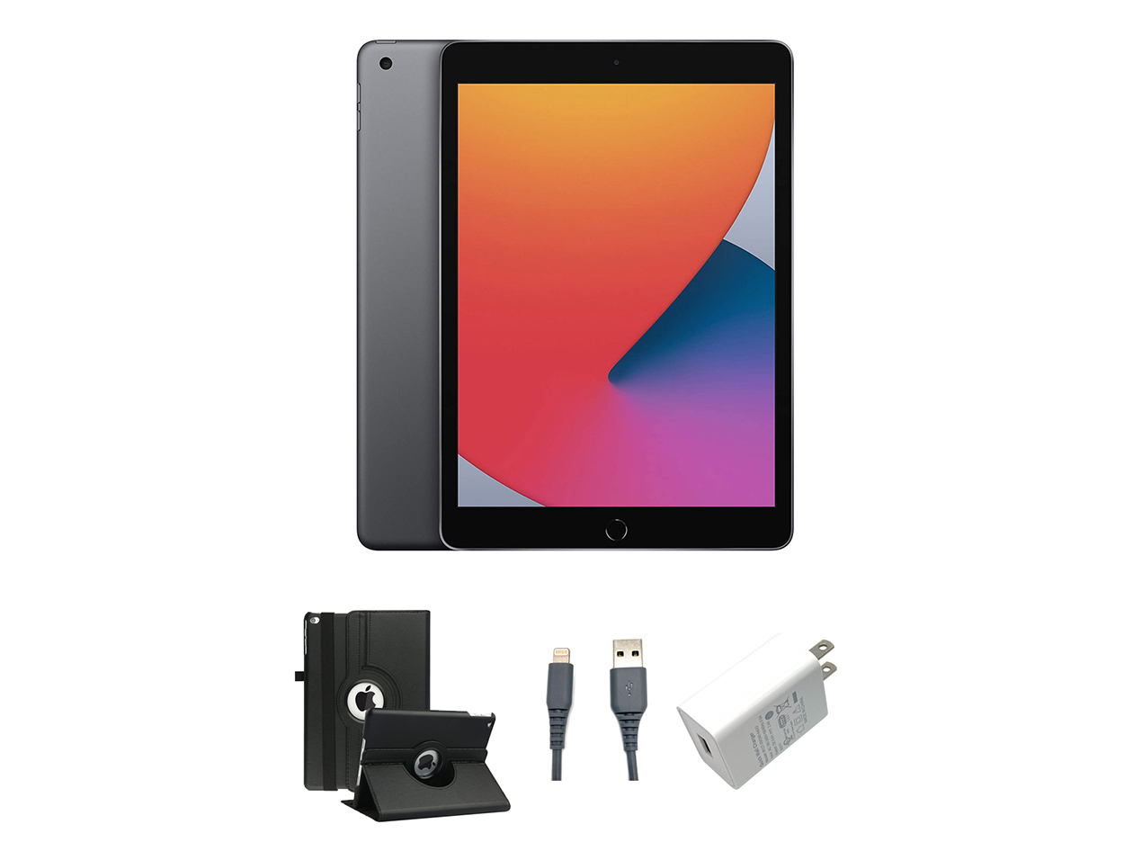 Apple iPad (2020) 8th Gen 32GB Wi-Fi Space Gray with Case & Charger (Refurbished)