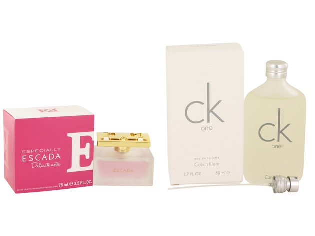 Gift set  Especially Escada Delicate Notes by Escada EDT Spray 2.5 oz And  CK ONE EDT Pour/Spray (Unisex) 1.7 oz