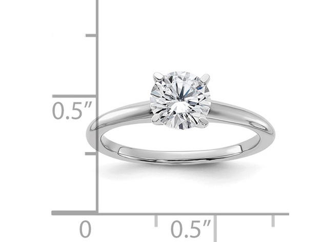 1.00 Carat (ctw Color-D-E-F) Synthetic Moissanite Solitaire Engagement Ring in 14K White Gold - 9