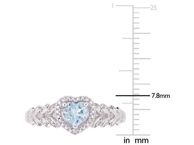 1/2 Carat (ctw) Sky Blue Topaz Heart Promise Ring in 10K White Gold - 7