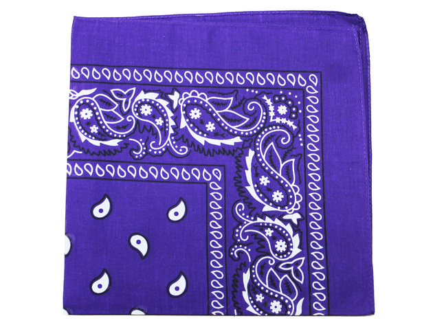 Pack of 6 X-Large Paisley Cotton Printed Bandana - 27 x 27 inches - Purple