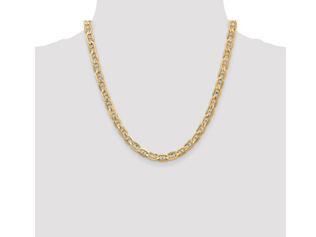 Concave 6.25mm Necklace Anchor Chain 20 Inches in 14K Yellow Gold