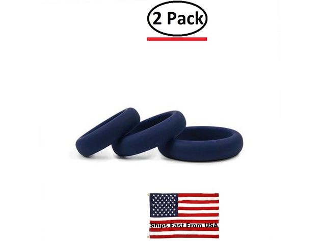 ( 2 Pack ) Hombre Xtra Stretch Silicone C-Bands - 3 Pack -  Navy