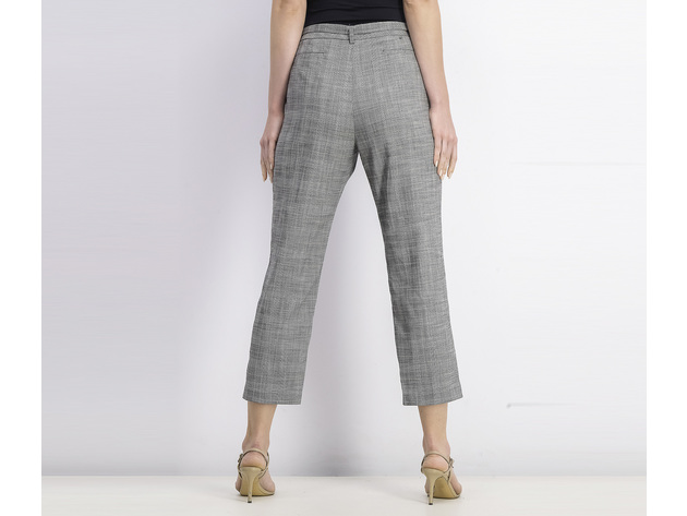 DKNY Women's Petite Belted Essex Ankle Plaid Pant Gray Size 6