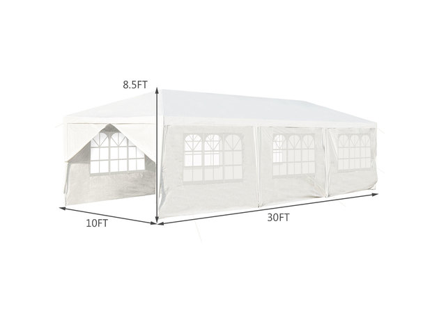 Costway 10'x30' Outdoor Party Wedding Tent Canopy Heavy Duty Gazebo - White