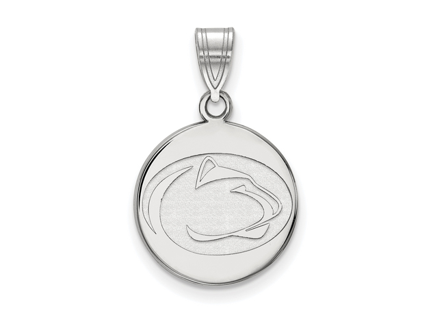 14k White Gold Penn State Medium Logo Disc Pendant