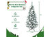 Costway 5ft Snow Flocked Christmas Pencil Tree w/ Berries & Poinsettia Flowers - White