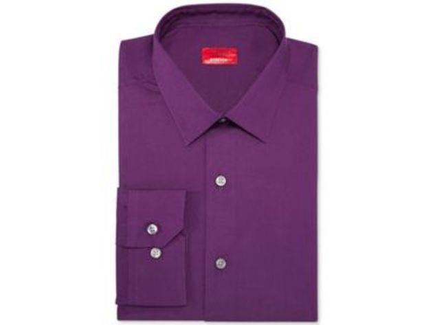 Geoffrey Beene Men's Slim-Fit Performance Stretch Solid Dress Shirt Purple Size 17-32-33