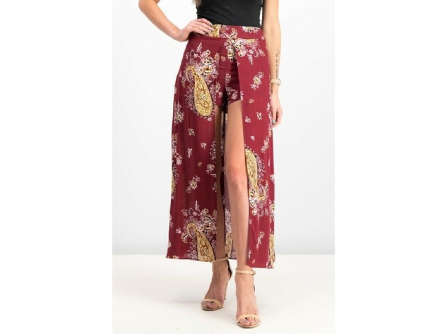 Material Girl Women's Shorts Skirt Zinfandel Paisley Size Extra Small