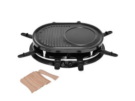 Costway Electric Raclette Grill Oval 1200W 8 Person Party Cooktop Non Stick Black - Black