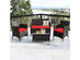 Costway 4 Piece Rattan Patio Furniture Set Cushioned Sofa Chair Coffee Table Red 