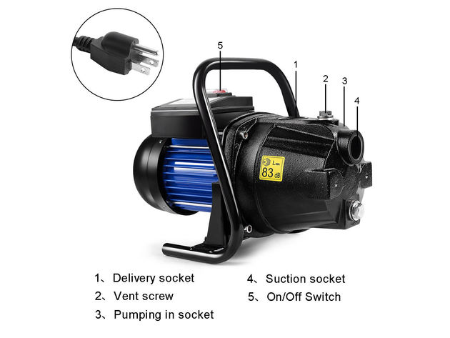 Goplus 1200W 1'' Shallow Well Water Booster Pump Home Garden Irrigation 1000GPH - Black&Blue