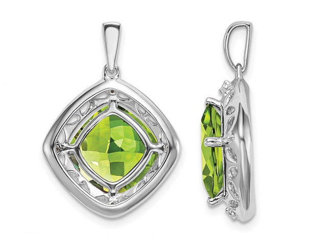 4.25 (ctw) Natural Peridot Pendant Necklace in Sterling Silver with Chain