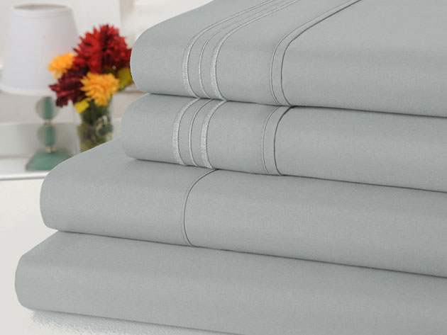 4-Piece Bamboo Comfort Solid Sheet Set (Silver/Queen)