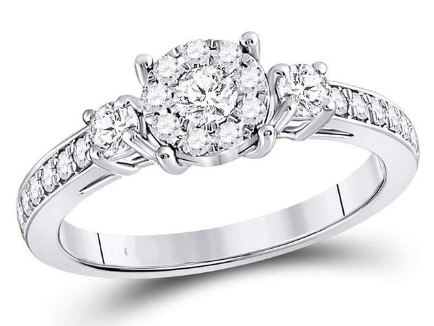 5/8 arat (ctw I2-I3, H-I) Diamond Engagement Bridal Ring in 14K White Gold - 8.5