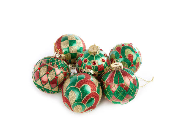 MacKenzie-Childs Aberdeen Glass Ball Ornaments - Set of 6