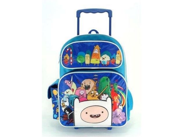 Full Size Blue Adventure Time Cast with 3D Finn Rolling Backpack