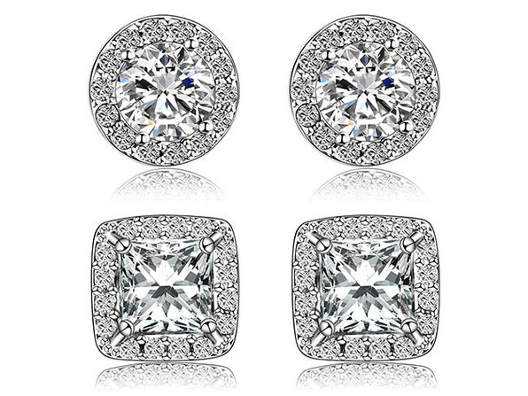 3.44 cttw halo stud earrings with swarovski elements