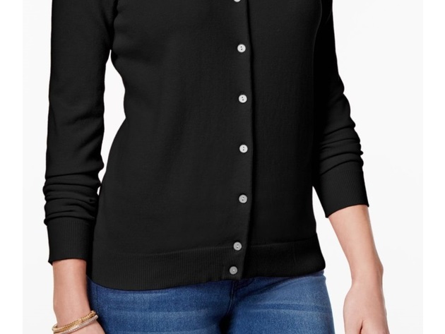 Karen Scott Women's Bead-Button Cardigan Black Size 2 Extra Large