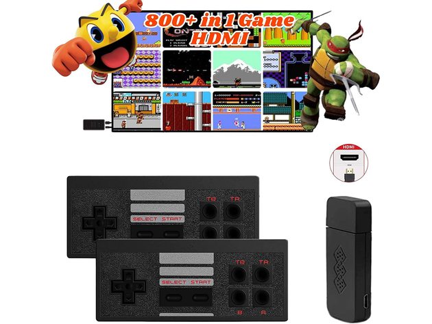 Retro Game Console System with 818 NES Classic Games and 2 Controllers