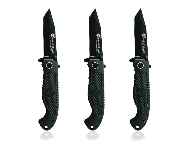 Smith & Wesson Black Tanto Tactical Knife: 3-Pack