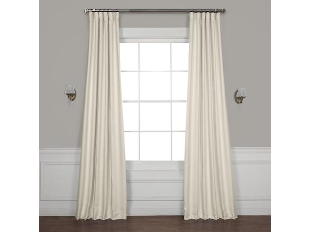 Faux Linen Blackout Unlined Single Curtain Panel, Size: 50 Inch x 108 Inch, White