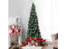 Costway 7.5ft Snow Flocked Pencil Christmas Tree Hinged Pine Cones - Green, White