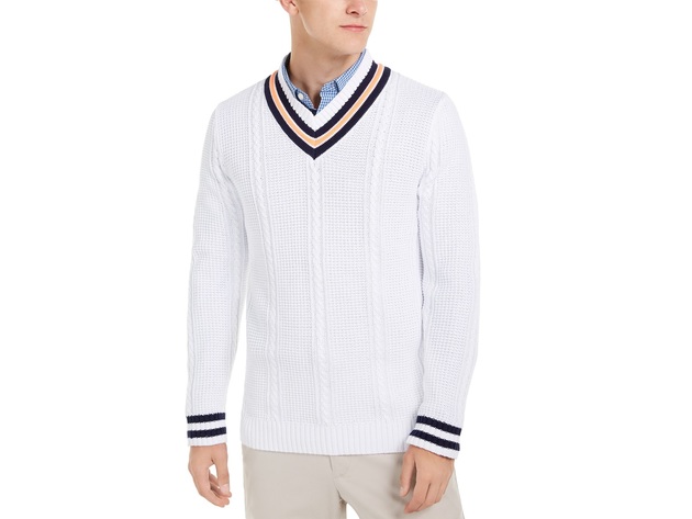 Club Room Men's Textured Cricket Sweater  white Size 2 Extra Large