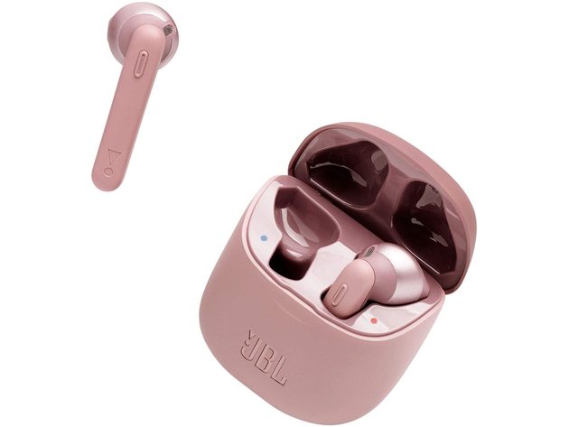 JBL Tune 220 TWS True Wireless Bluetooth Earbuds with Microphone, 19 Hours Total Battery Life, Hands Free Calling, Speed Charging with Charging Case, Pink (New Open Box)